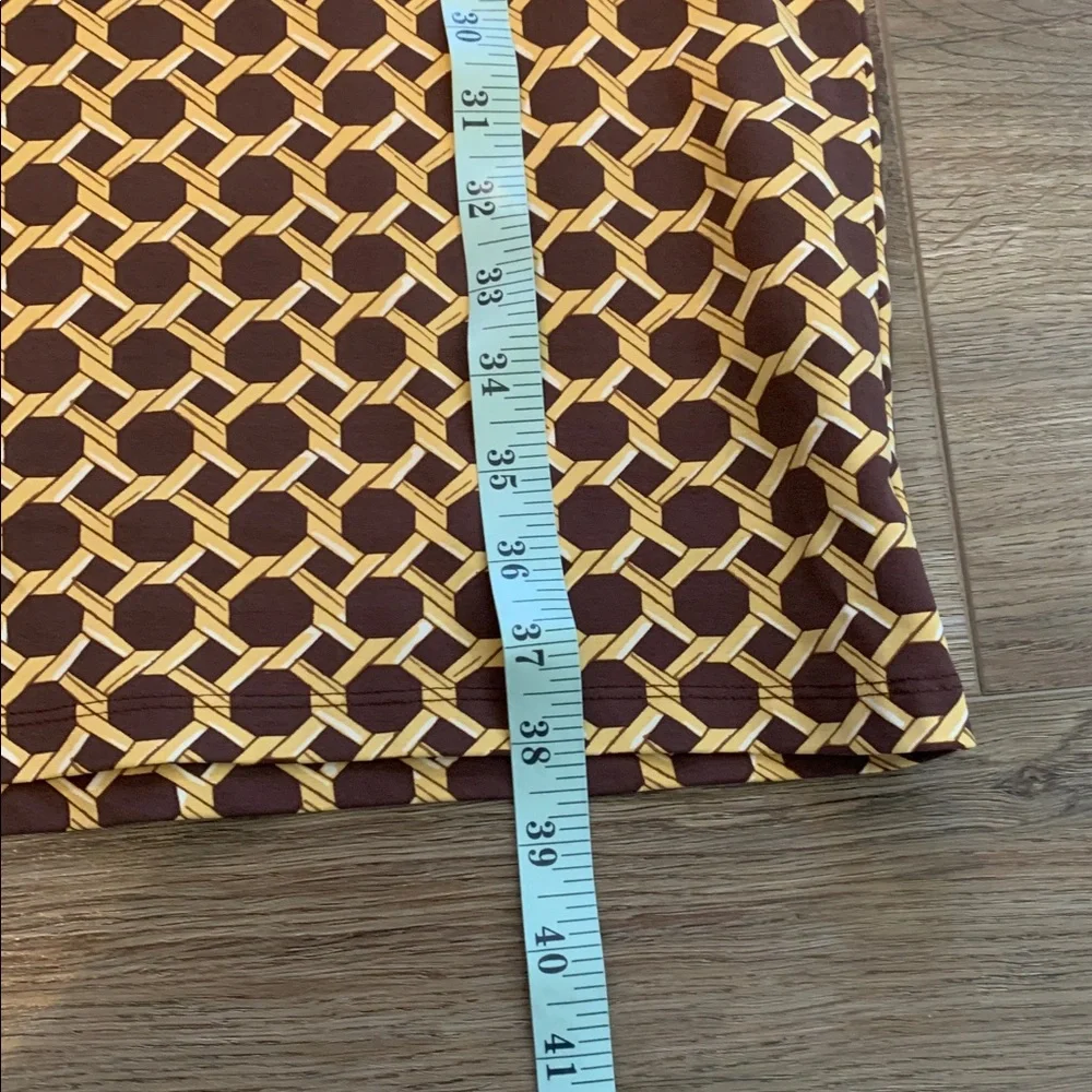 J. McLaughlin Brown and Mustard Geometric Long Sleeve Shift Dress size XL - Picture 9 of 11
